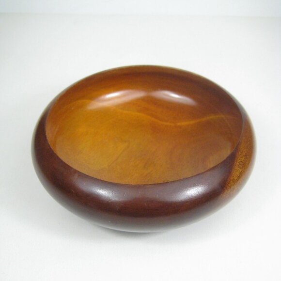 Handcrafted Vintage Wooden Bowl 6 Diameter Round Decor Dish Mid Century - Picture 2 of 11